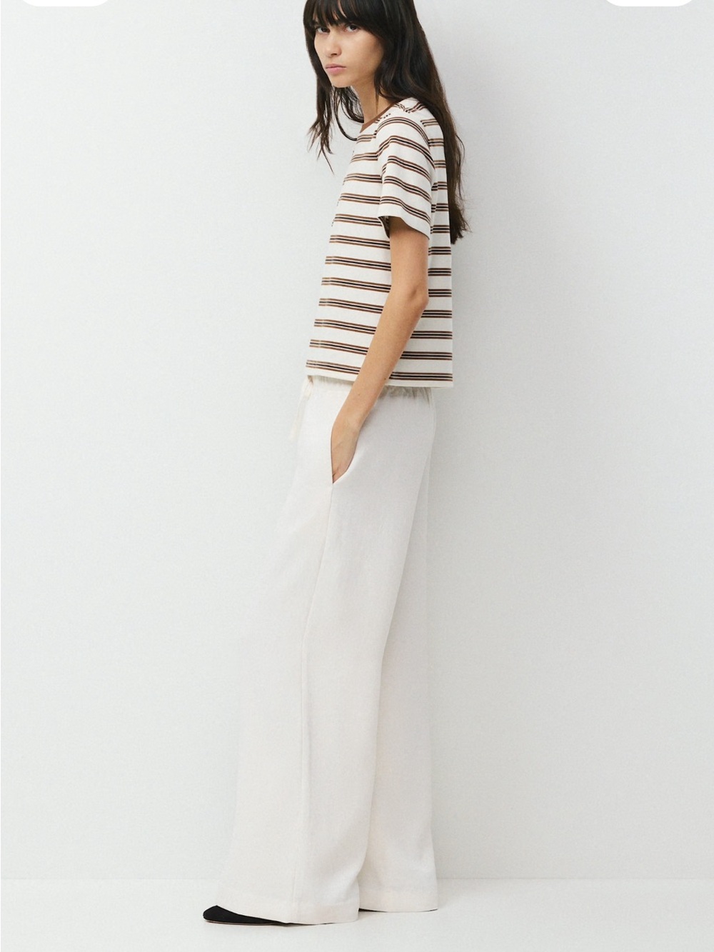 Aritzia NWOT The Lodge Pant Light Crepette Birch Size Medium - Picture 2 of 15